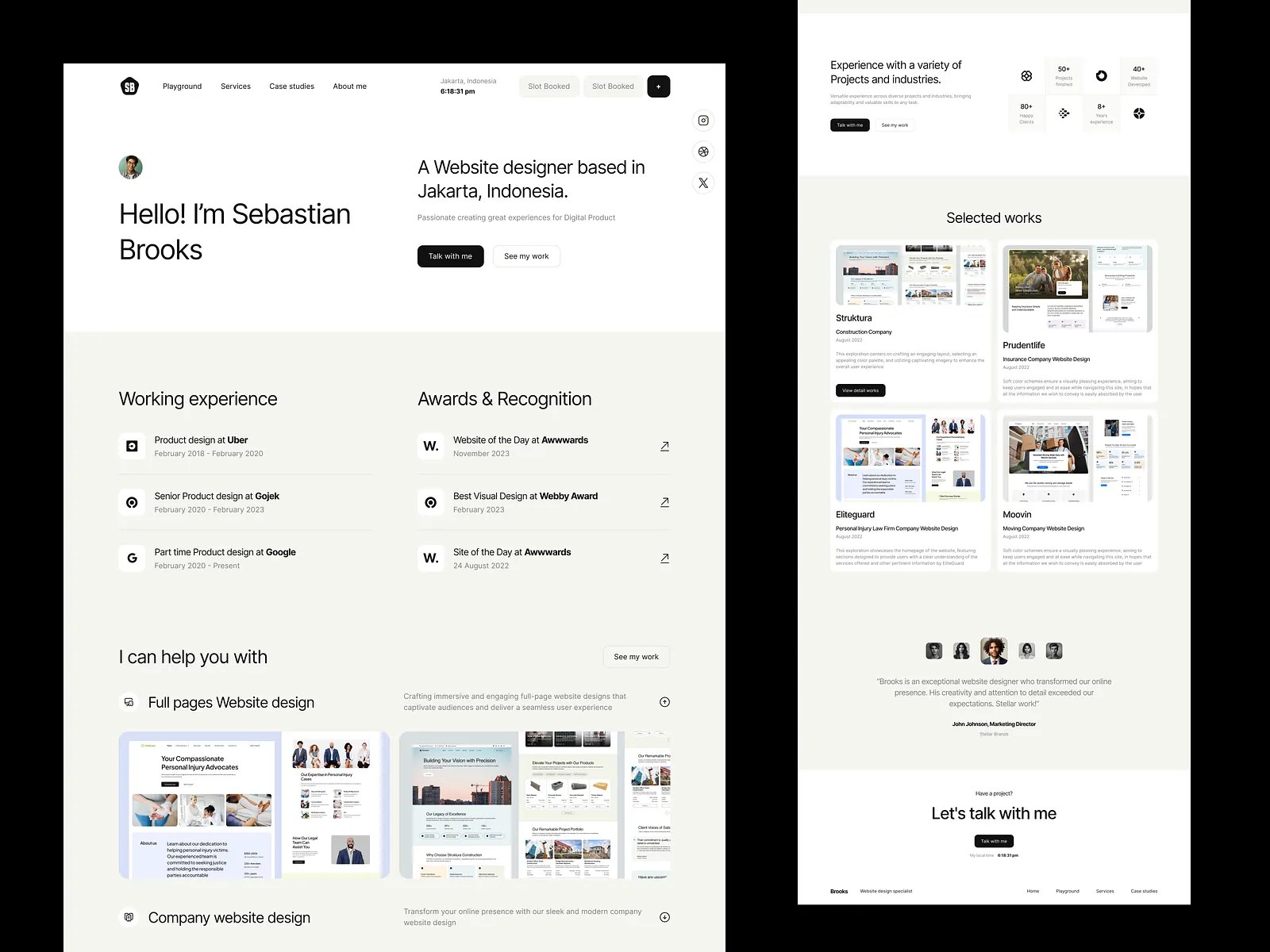 Portfolio layout preview for Taher Batterywala